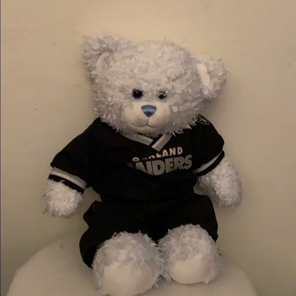 Build a bear dressed in an Oakland Raider uniform
